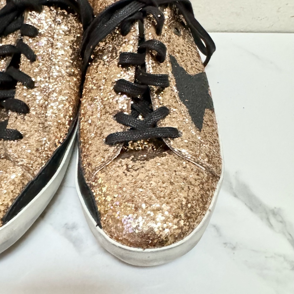 Golden Goose Gold Glitter Flag Sneakers - Picture 11 of 16